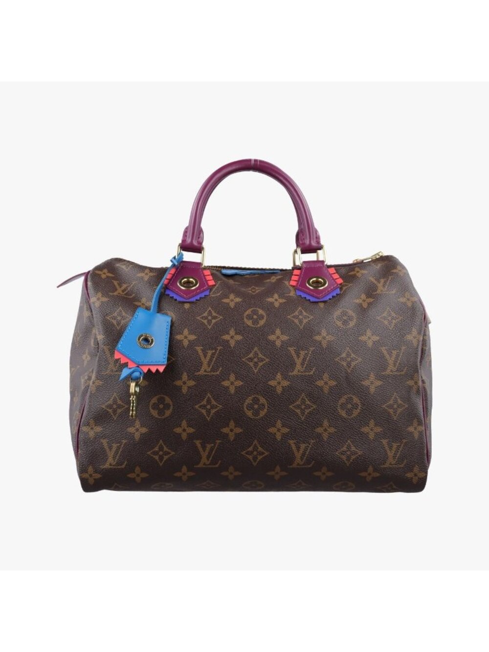 Louis Vuitton Speedy 30 Monogram Brown Magenta Totem Handbag